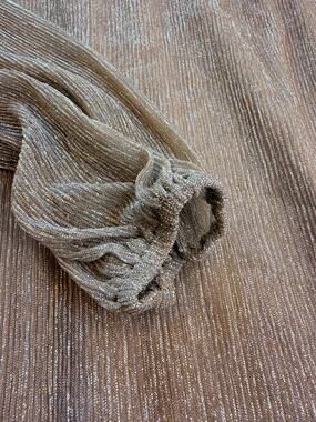Gimmick Gold Metallic Long Sleeve Blouse with Lace Trim Size M